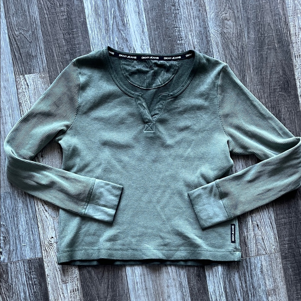DKNY | Army Green Waffle Long Sleeve